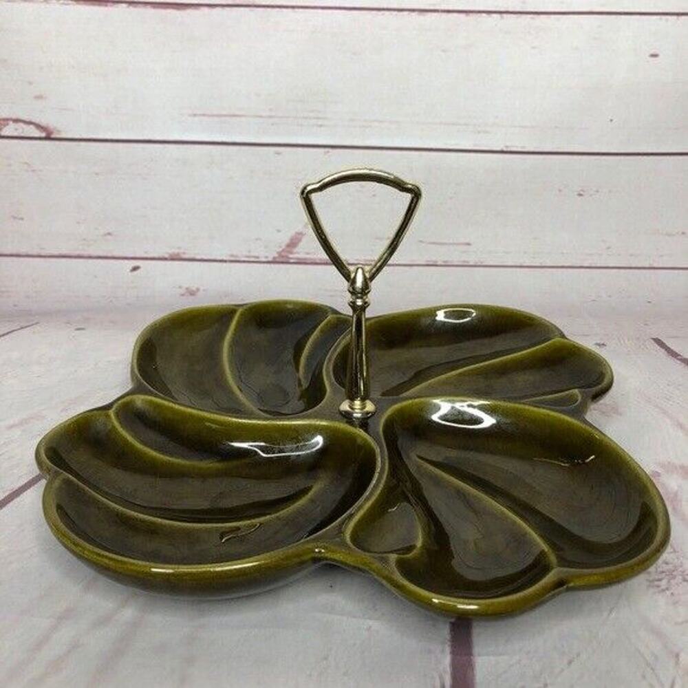 Haeger Relish Tidbit Tray Plate Pottery Vintage 8110 H Four Section‎ Divided
